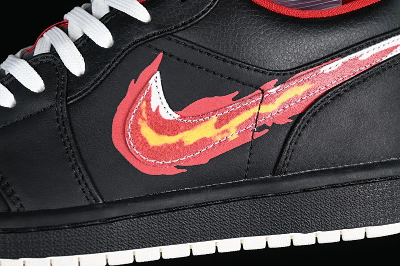 All categories Air Jordan Jordan series basketball shoes Air Jordan 1 Low Air Jordan 1 Low "Flaming Swoosh" AJ1 Joe 1 black red flame FJ7073-010